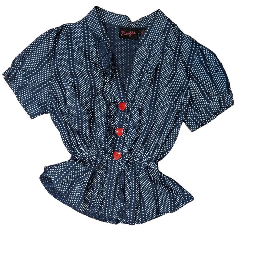 Zinger Vintage style thank you find at least one you blue top Size L - Picture 10 of 10